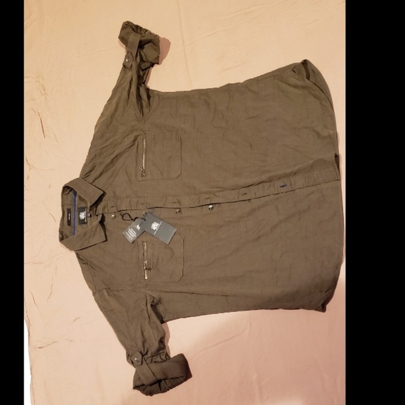 Rock & Republic Men's Olive Button Dow - Picture 1 of 5